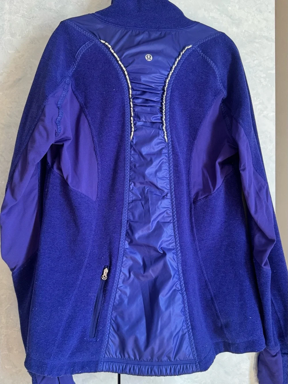 Lululemon Athletica Cobalt Blue Fleece & Nylon Full Zip Jacket Size 6